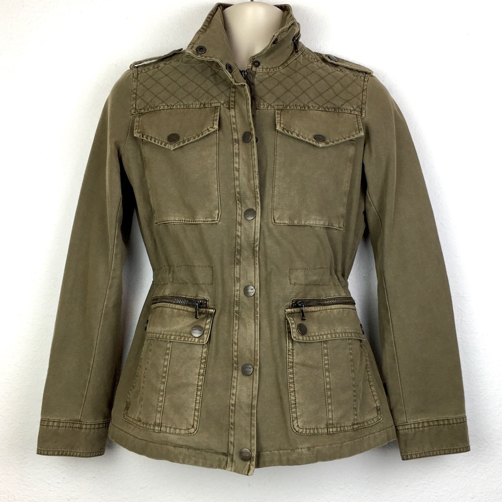 Levi's Canvas Field Utility Style Jacket Green Snap Button Front Woman’s Size XS